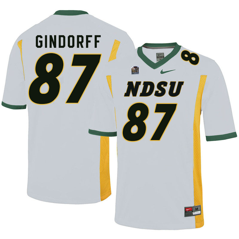 Men #87 Noah Gindorff North Dakota State Bison College Football Jerseys Sale-White - Click Image to Close
